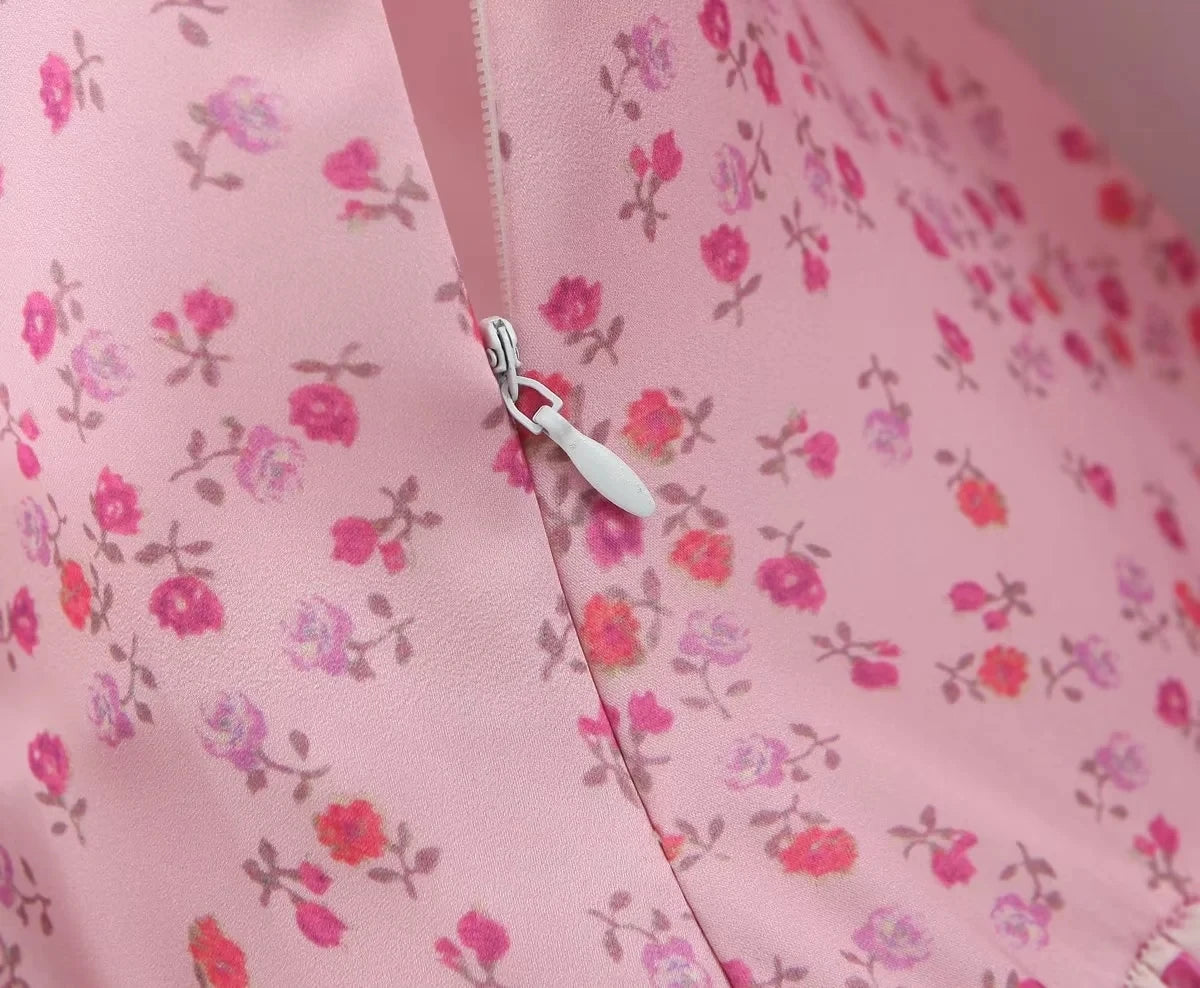 Fairy Floss Dream Dress | Pink Floral Boho Ruffle Mini Dress