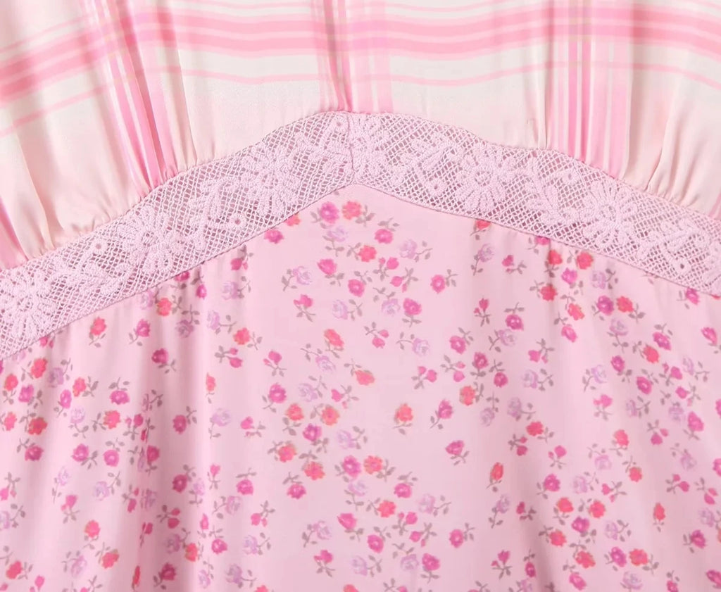 Fairy Floss Dream Dress | Pink Floral Boho Ruffle Mini Dress