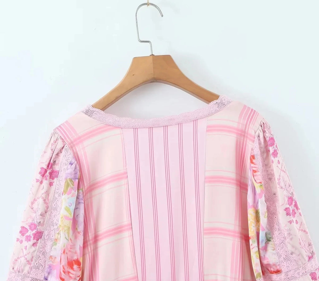 Fairy Floss Dream Dress | Pink Floral Boho Ruffle Mini Dress