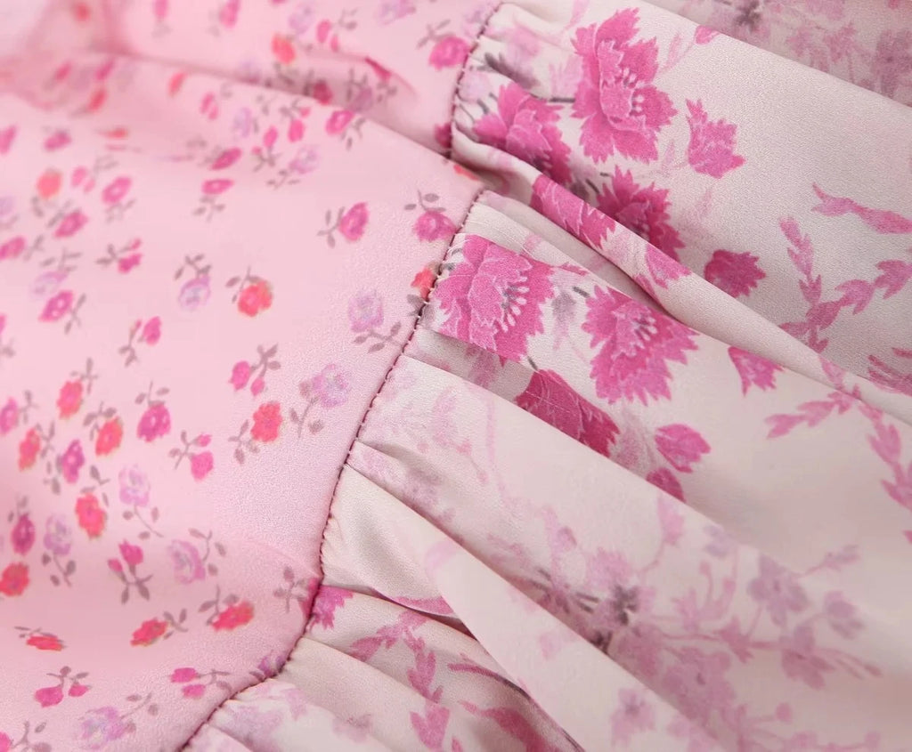Fairy Floss Dream Dress | Pink Floral Boho Ruffle Mini Dress