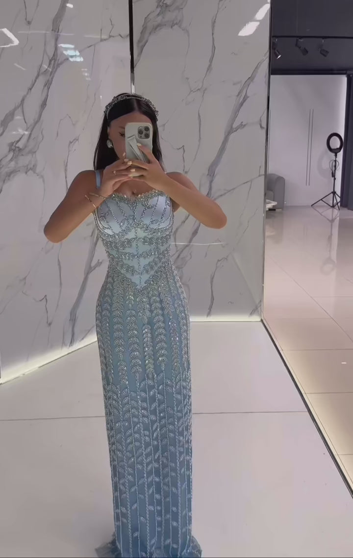 The Silvermist Gown | Beaded Mermaid Prom Dress