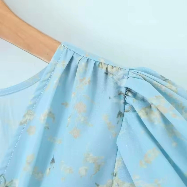 Bluebell Breeze Dress | Blue Floral Smocked Ruffle Mini Dress
