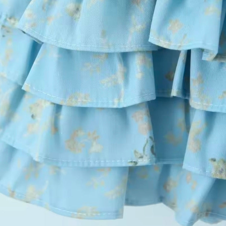 Bluebell Breeze Dress | Blue Floral Smocked Ruffle Mini Dress