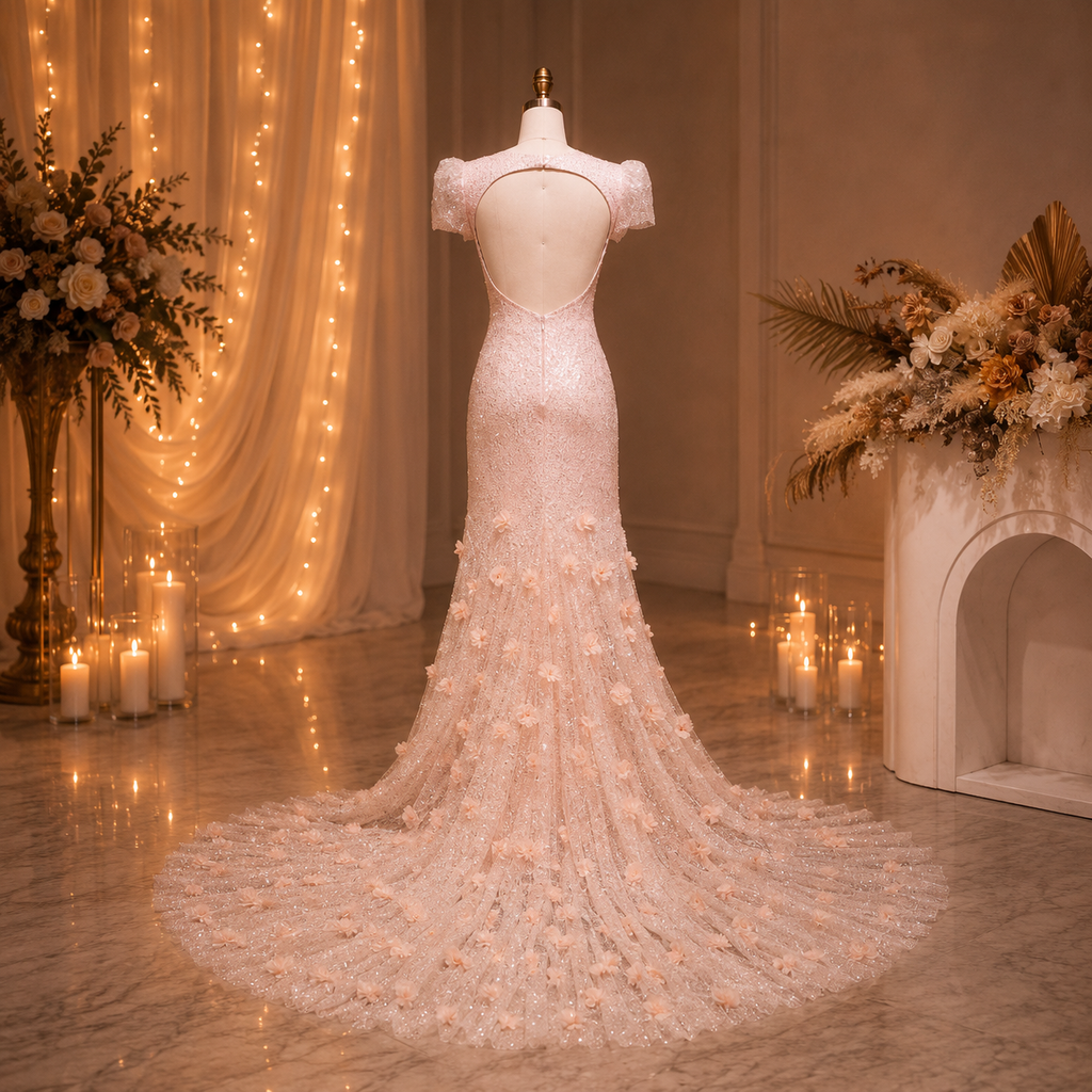 Rosabelle Couture Gown | Pink Mermaid Prom Dress