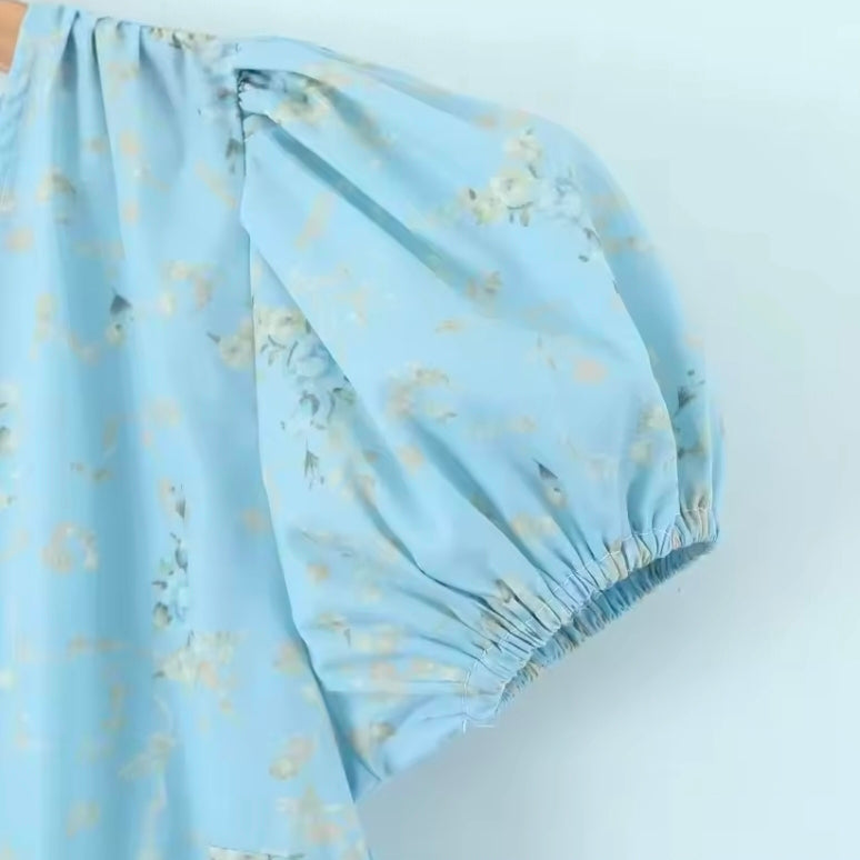 Bluebell Breeze Dress | Blue Floral Smocked Ruffle Mini Dress
