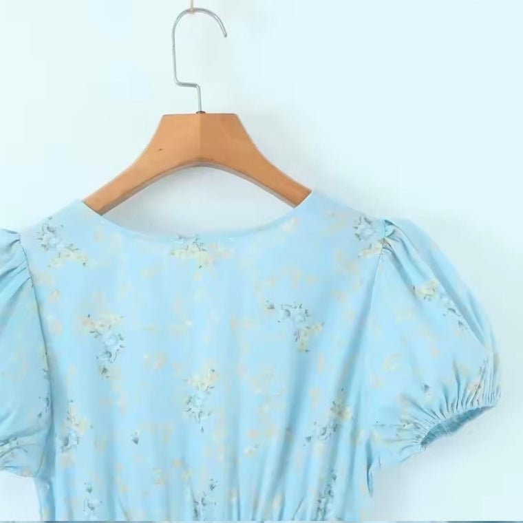 Bluebell Breeze Dress | Blue Floral Smocked Ruffle Mini Dress