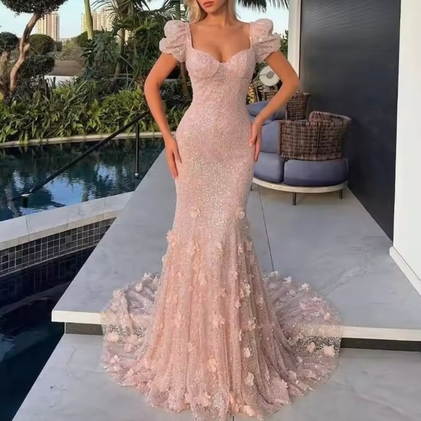 Rosabelle Couture Gown | Pink Mermaid Prom Dress