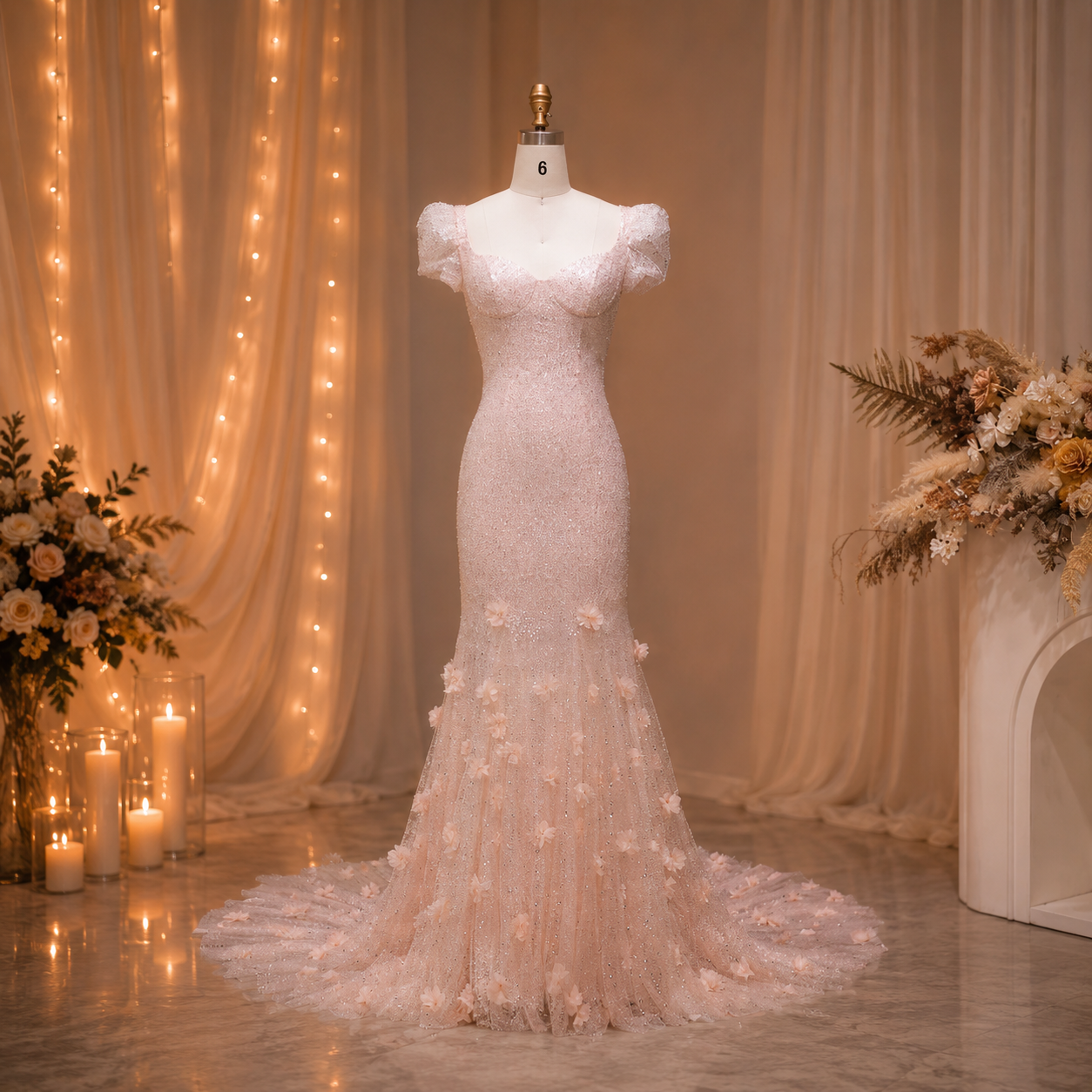 Rosabelle Couture Gown | Pink Mermaid Prom Dress