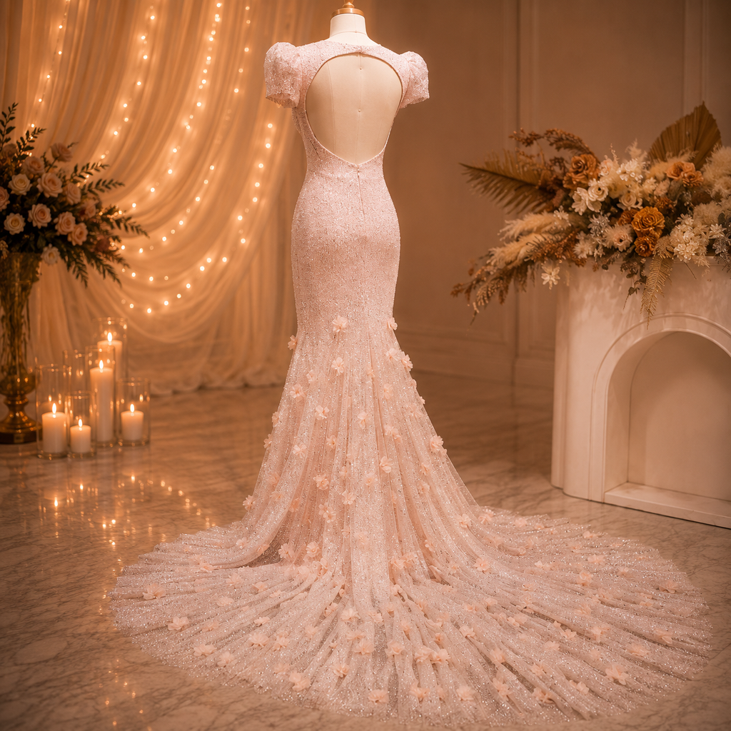 Rosabelle Couture Gown | Pink Mermaid Prom Dress
